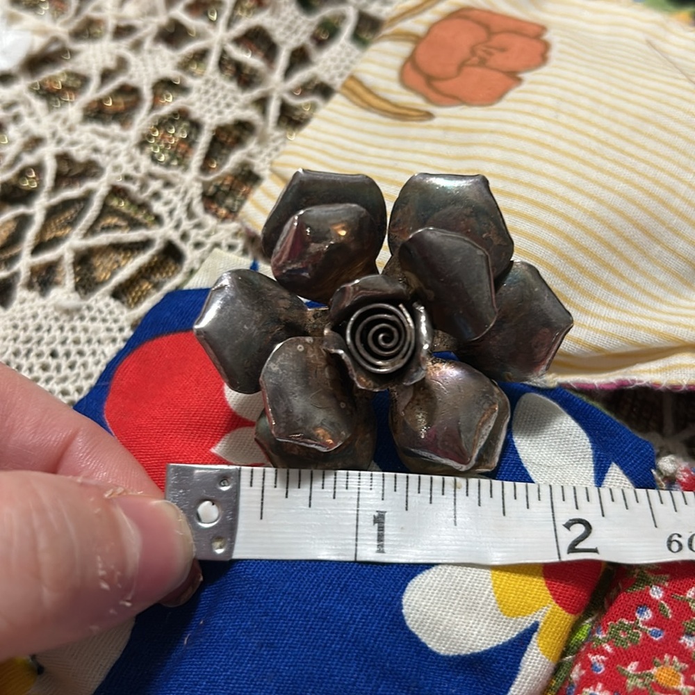 Vintage Sterling Silver 6k Thailand HUGE Rose Flower Adjustable Ring - Picture 10 of 16